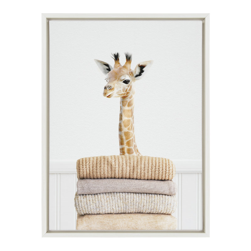 «Fold Giraffe» par Amy Peterson, reproduction d'art sur toile encadrée, Blanc