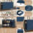 Modern Wave-pattern Sideboard With 3 Drawers, Large Storage Buffet Cabinet With Hooks And Extra Center Leg,suitable For Living Room,entryway,hallway,navy Blue-483117572