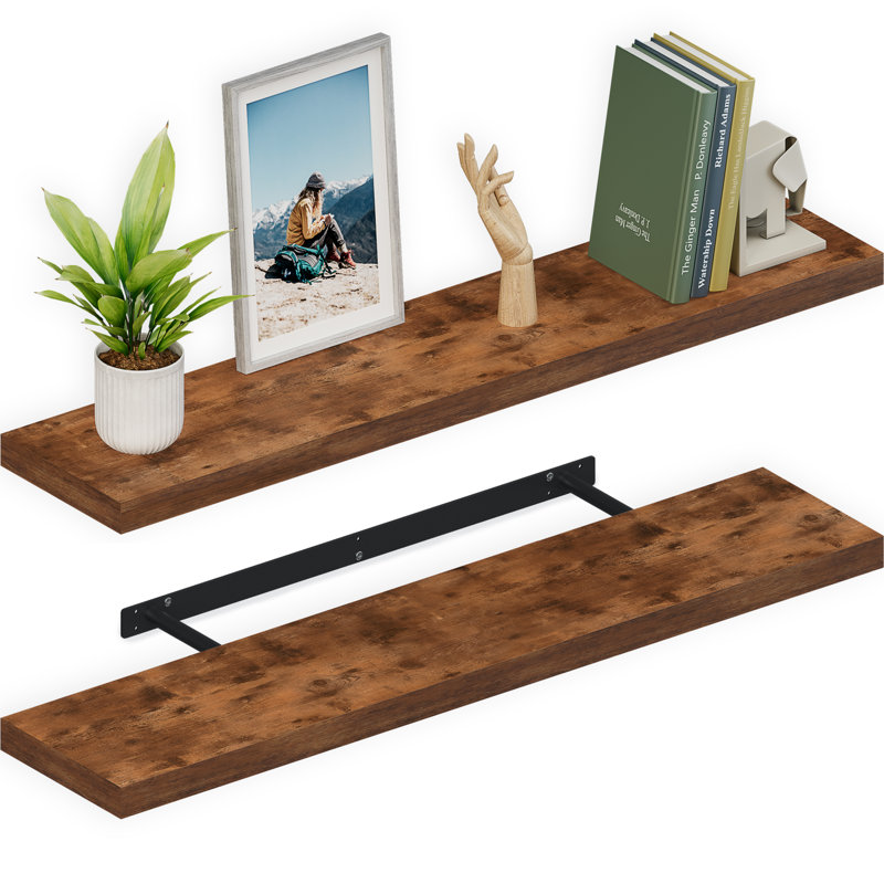  Tablettes murales flottantes Miami, tablettes murales en bois 48 pouces, Brun, 48 inches