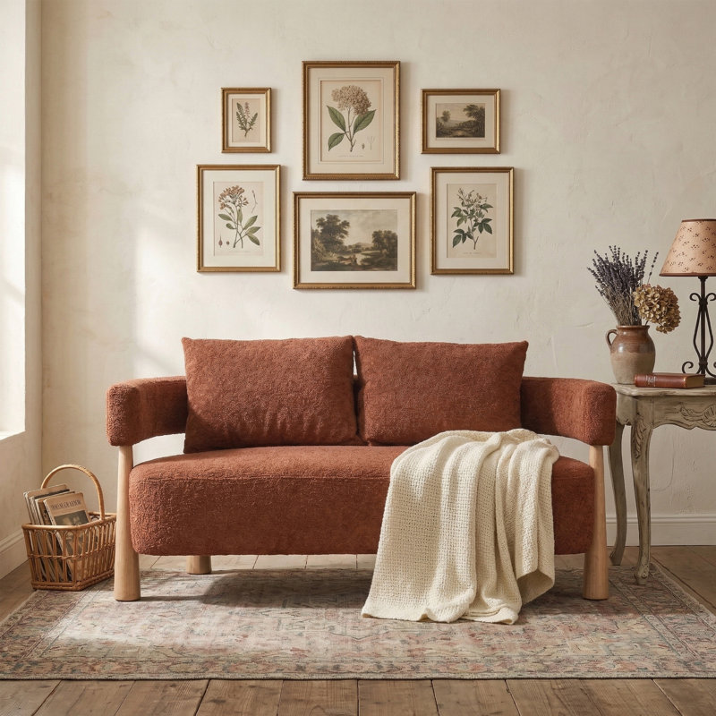 Premium Loveseat  67'' Upholstered Solid Loveseat, Ocher