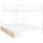 Lit superposé double au-dessus de grand lit double en métal avec 2 tiroirs en blanc - moderne pour les adolescents et les adolescents, fabrication en fer contemporaine peu encombrante, économique-430844212
