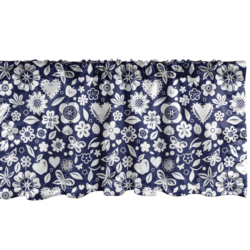 Ensemble de 2 cantonnières Ambesonne bleu marine et blanc