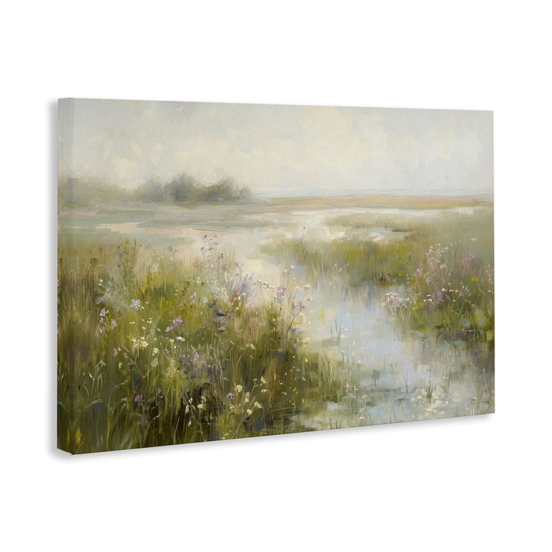  «Spring River with Wild Blooms», art mural sur toile par LSR Design Studio, H 16 po x l 24 po