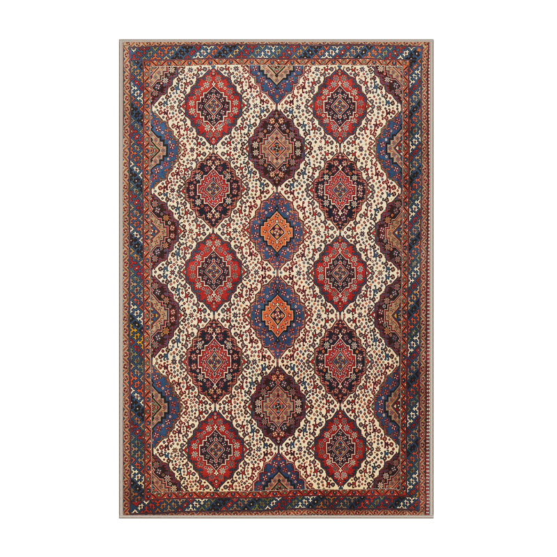 Tapis géométrique beige / rouge, Rectangle 5 pi x 8 pi