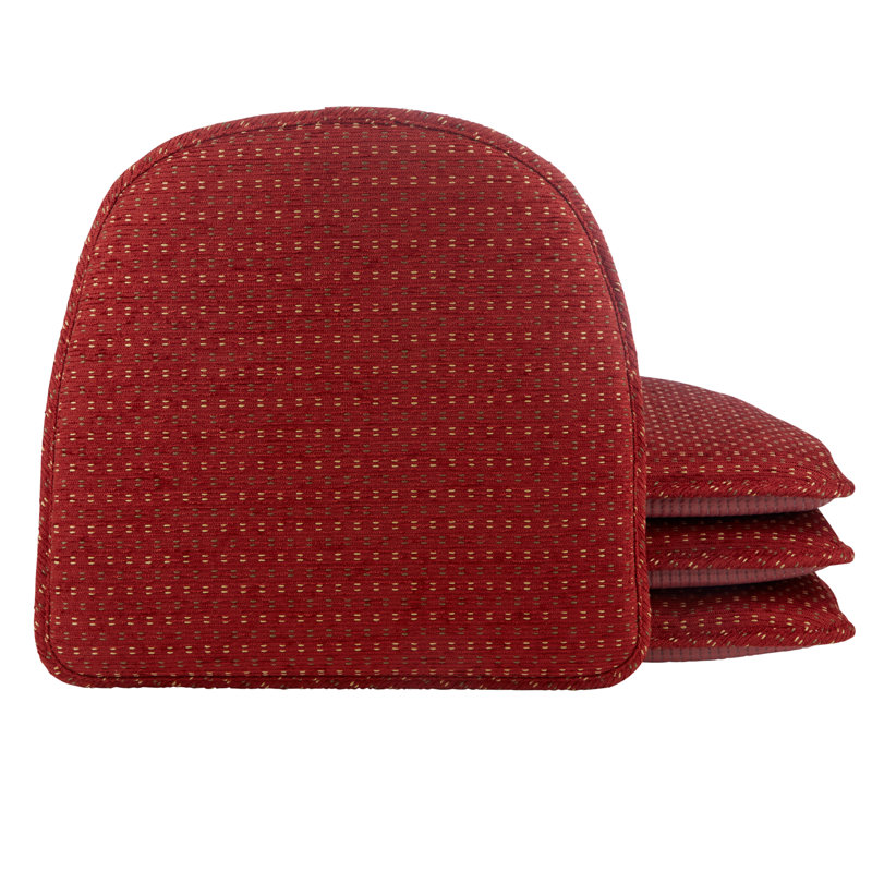 Coussins de chaise antidérapants, 16 x 15 x 2 pouces, ensemble de 4, Rouge