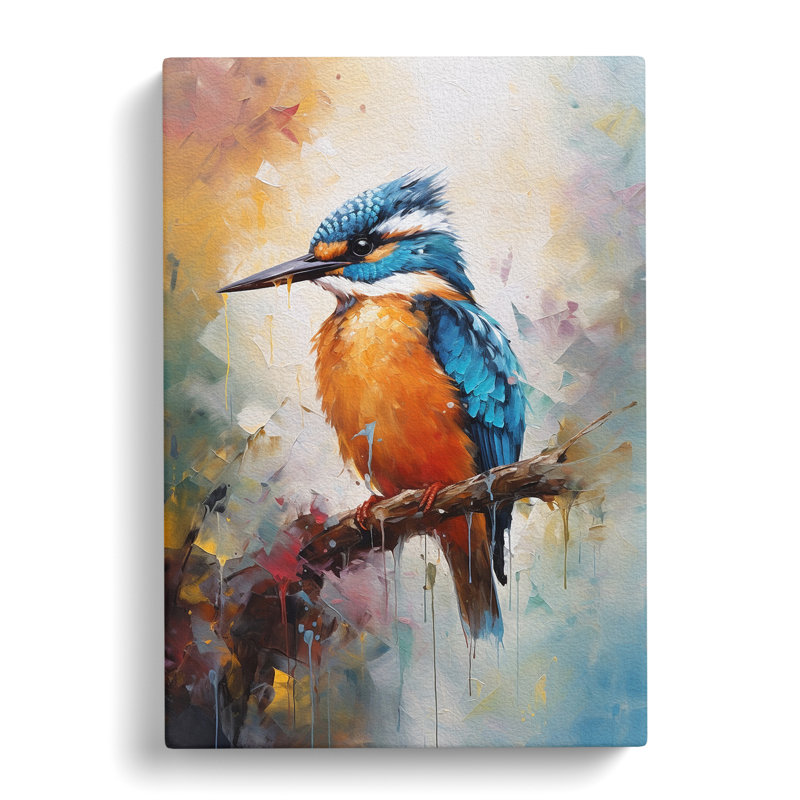 Kingfisher Impressionism - Wrapped Canvas, 60cm H x 40cm W x 3cm D