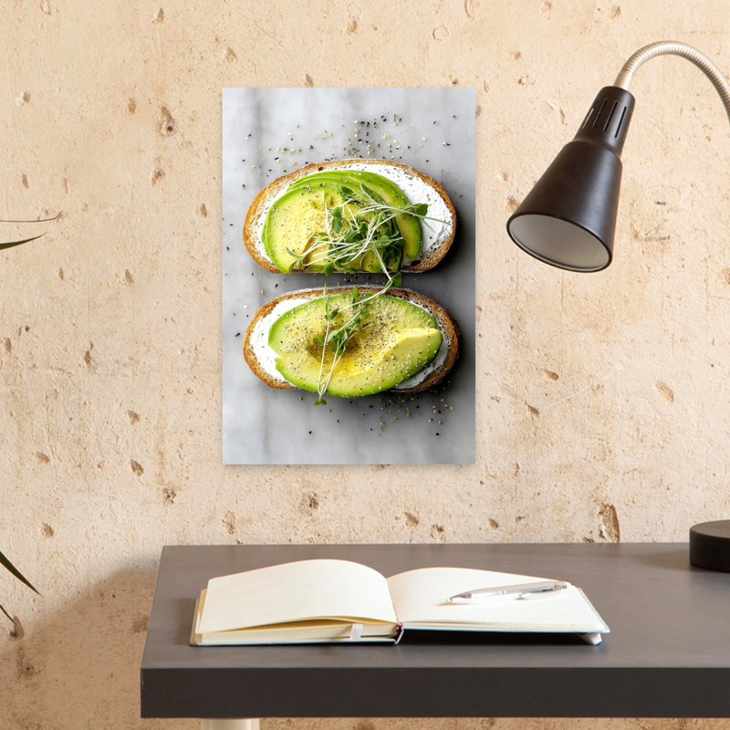«Fresh Avocado Toast», art mural contemporain, 18" H x 12" W