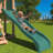Swing Sets For Backyard, 4-in-1 Outdoor Swing Set With Slide, Climbing Rock Wall, And Soft Cushion Swings For Backyard Playground