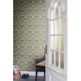 Myrtle Dark Green Floral Ogee Wallpaper