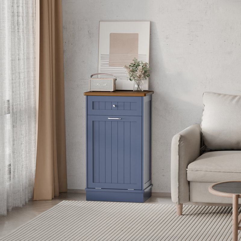 Armoire poubelle inclinable 10 gallons Havant, Bleu / brun foncé