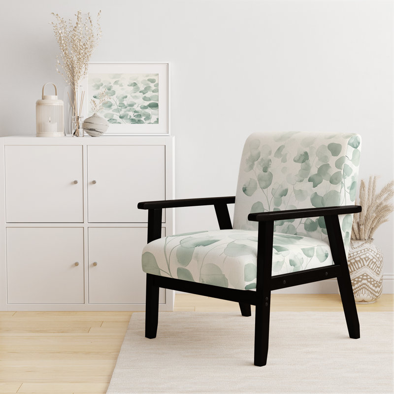 Chaise rembourrée Leaves - Minimal Leaves Beauty Calming I, Accoudoirs carrés noirs