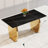 Modern Rectangular Table With 0.4 Inch Black Patterned Tabletop And Gold Legs
