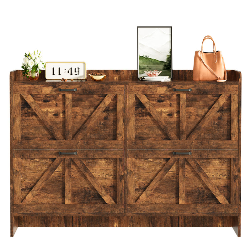 Armoire à chaussures avec 4 tiroirs rabattables, Brun