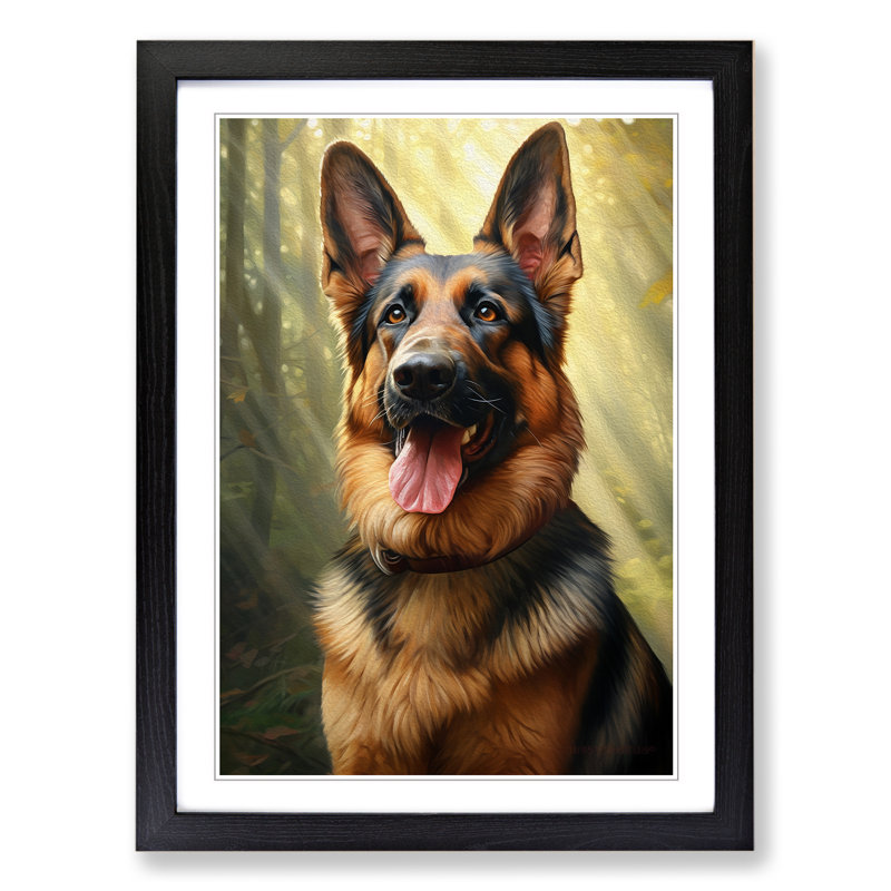 German Shepherd Realism - Framed Print, Black Framed, 64cm H x 46cm W