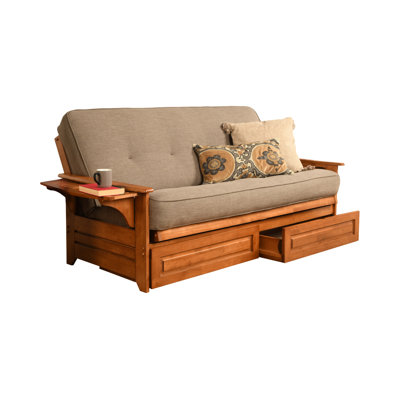 Johnte Full 80" Futon Frame and Mattress with Drawer set