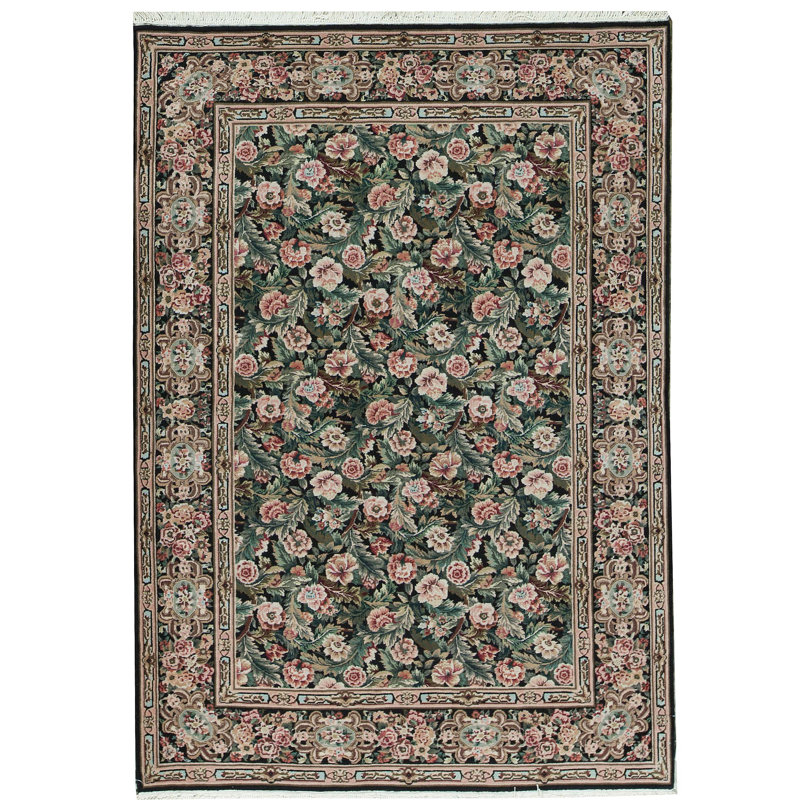 Tapis noir de haute qualité noué à la main