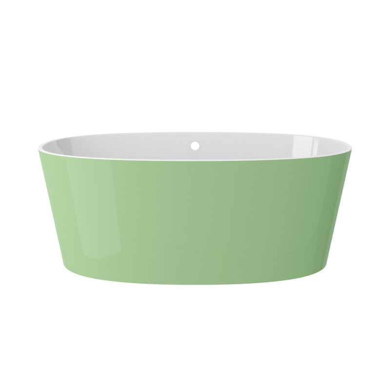 Ios 60" x 32" Freestanding Soaking Bathtub, Pastel Green