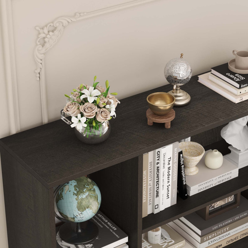 74.8'' H Storage Bookcase With 10 Open Shelves, Dark Brown