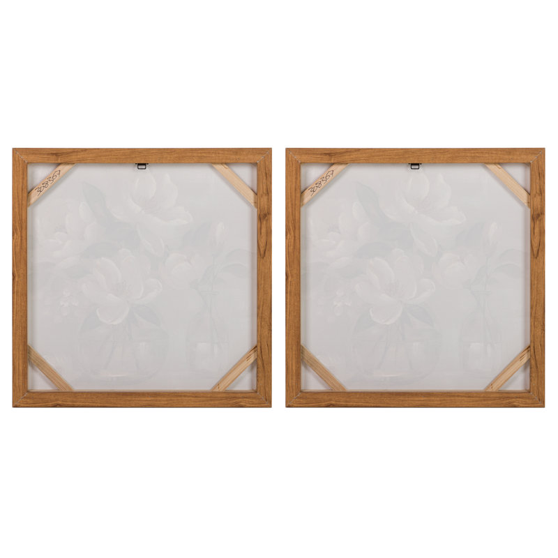 Flowers 80% Hand Painted Set 2 Canvas 60X4X60 Cm - 2 Piece Wrapped Canvas Print Set