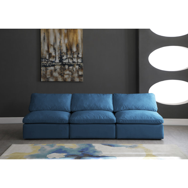 Atis 105'' Velvet Sofa, Navy Velvet