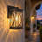 14'' Modern Black Outdoor Wall Lantern, Waterproof Crackle Glass Exterior Porch Sconce