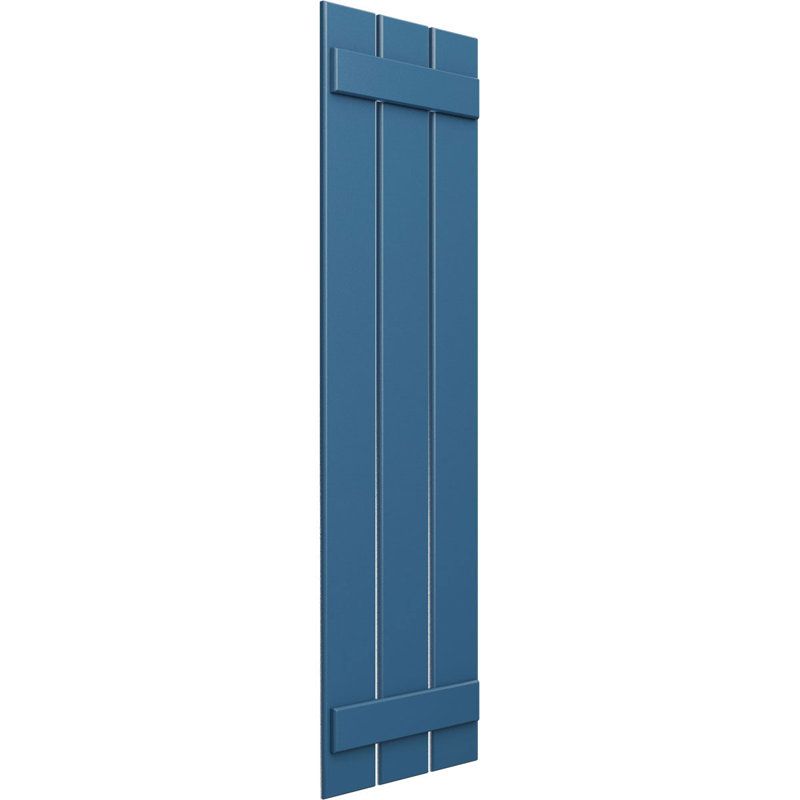 Volets en PVC True Fit à trois planches espacées, Bleu séjour, H 65 po x l 17,125 po x P 0,625 po