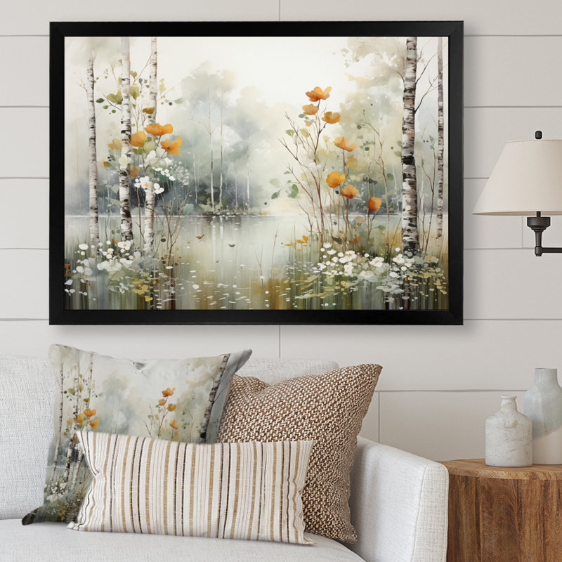 Binimal minimalisme forêt bois I - impressions sur toile forêt, H 24 po x l 32 po x P 1 po, Cadre simple noir