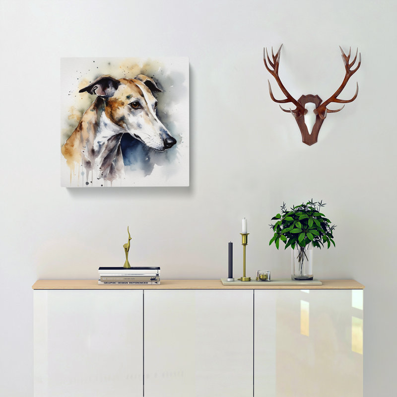 Greyhound Dog Watercolour No.1 - Wrapped Canvas