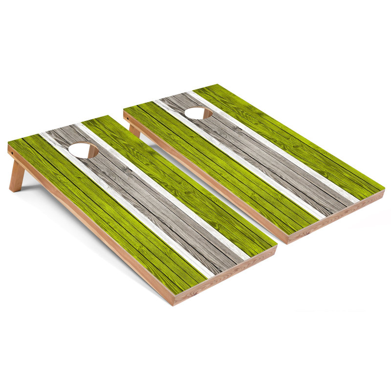 Panneaux de cornhole rayés à thème 2 'x 4' avec lumières DEL, Rayures lime