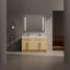 Meuble-lavabo double 59 1/8 po - Armoire en chêne clair avec lavabo intégré, tablettes réglables et 2 options de couleur de poignée (poignée noire)-2146181942-2146181940