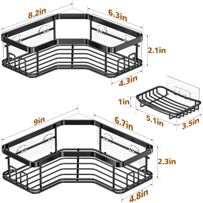Accessoires de support de rangement pour le comptoir de salle de bain, Noir, noir, noir, noir