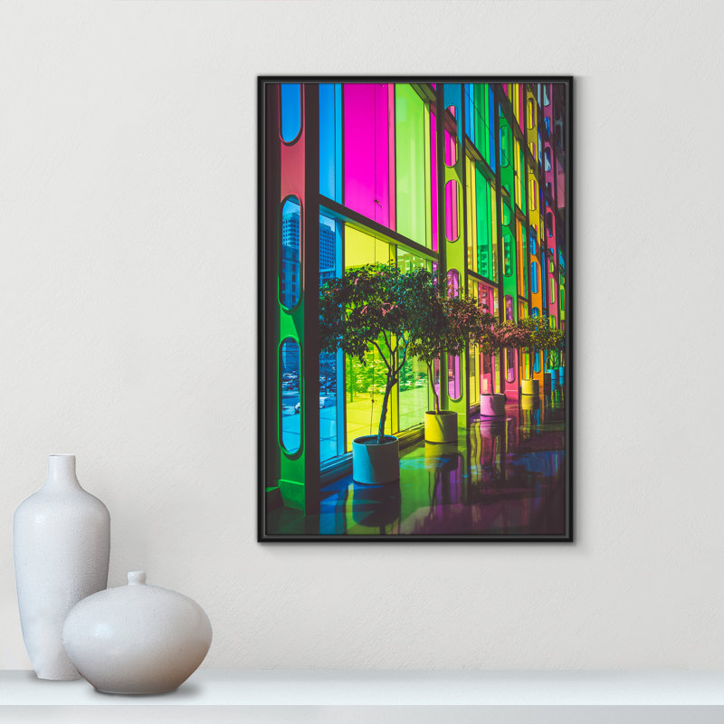 Colorful Façade Colorful Facade Framed On Paper by Felix Dubois Print, 37.5" H x 25.5" W x 2" D, Black Floater Framed, No Mat