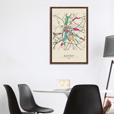 Budapest, Hungary Map 1 Piece Wall Art on Canvas