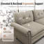 Ensemble de salon 2 pièces rembourré avec canapé et causeuse, canapé modulaire surdimensionné à assise profonde aspect lin avec garniture cloutée-806873056