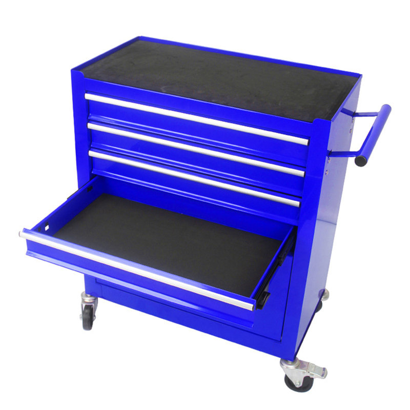 Chariot à outils roulant bleu avec 4 tiroirs, chariot à outils en acier robuste pour le garage - mobilité en douceur et organisation facile des outils