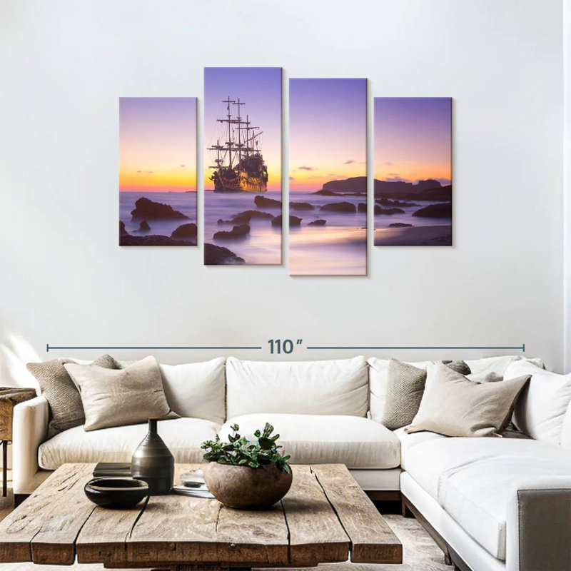 Mehar Pirate Ship On Open Sea, 48" H x 75" W