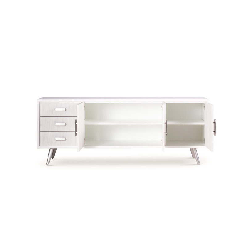 78'' W Solid Wood Sideboard, Smooth White Gesso/Smooth White Oak