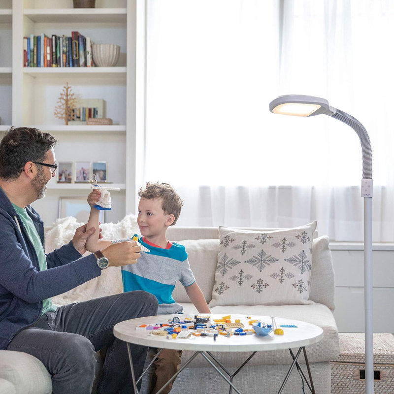 Full Spectrum LED Floor Lamp With Adjustable Brightness & Color Temperature - Flexible Gooseneck Design Reduces Eye Strain For Reading, Artists And Crafts