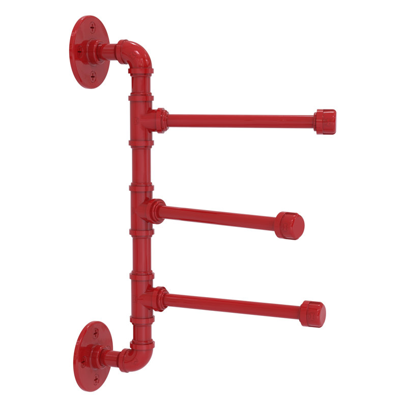 Fire Engine Red Industrial Swing Arm Wall Mounted Towel Bar