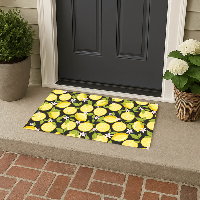 Lemons Outdoor Doormat, 17" W x 24" L, Charcoal