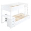 Lit simple superposé simple avec lit gigogne simple, rangement et bureau, blanc