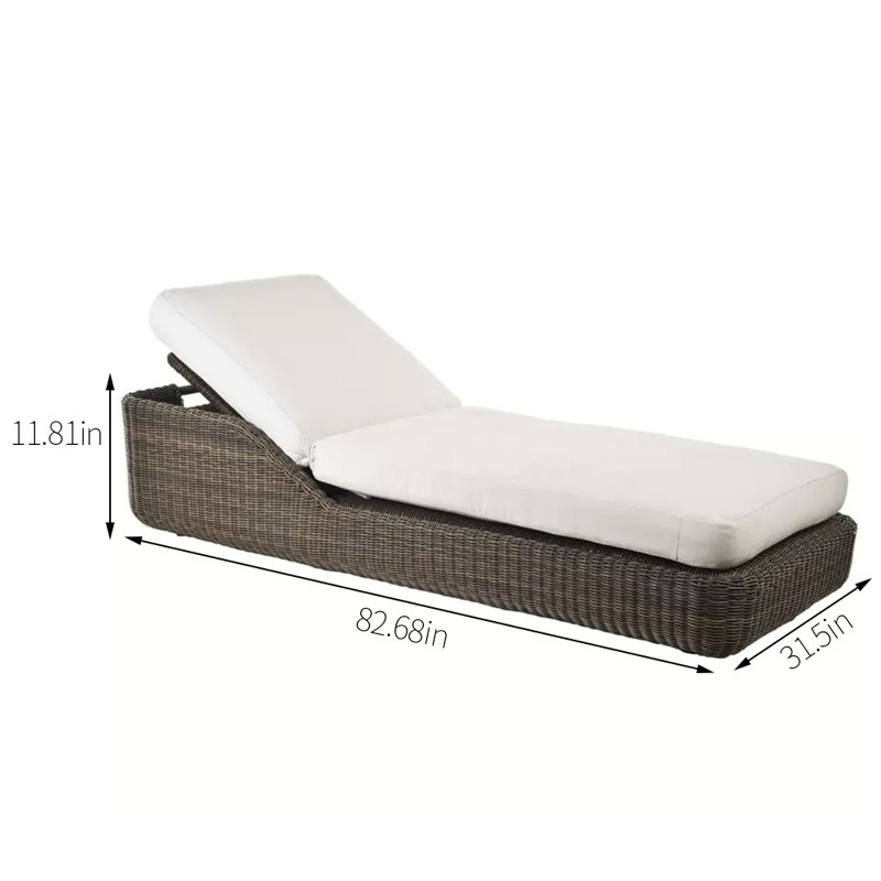 Chaise longue d'extérieur en osier Akron