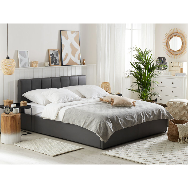 Dreux Upholstered Ottoman Storage Bed, Grey, European Kingsize (160 x 200cm)