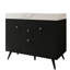 Meuble-lavabo autoportant moderne de 36 po avec plateau en pierre frittée, lavabo en céramique et rangement intelligent-130843040