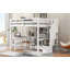 Lit mezzanine double avec bureau en L et tiroirs, armoire et escalier de rangement-818142555