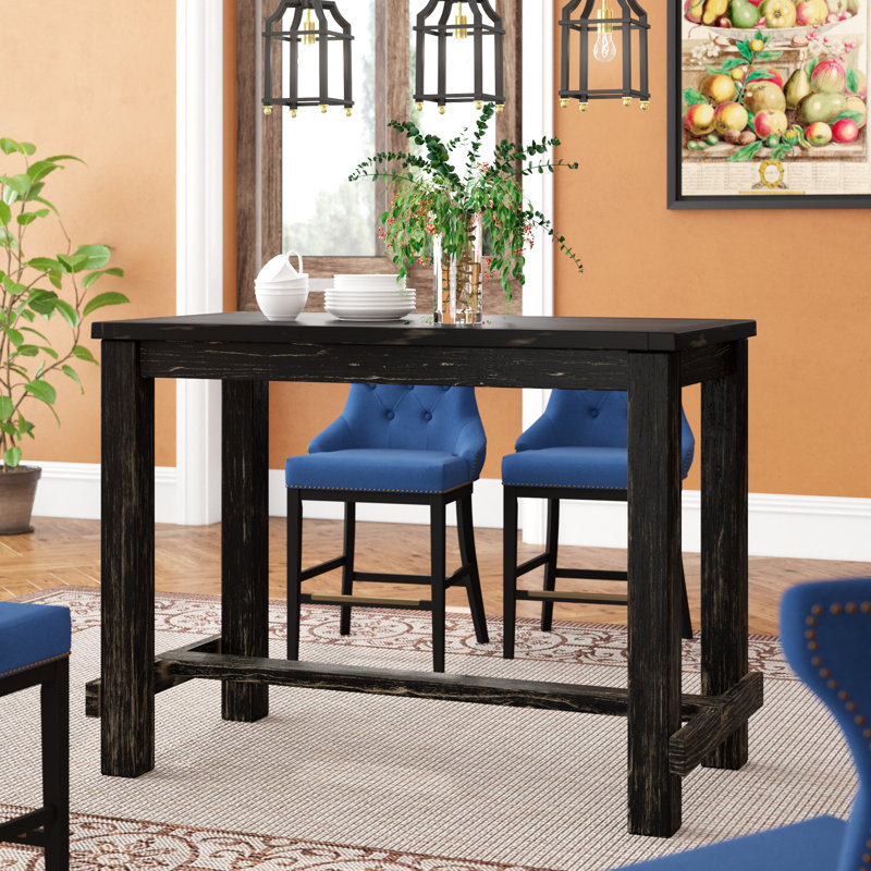 Adler Solid Wood Base Dining Table, 42"H, Black