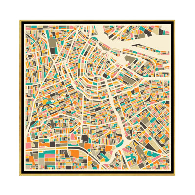 « abstract city map of amsterdam », impression sur toile tendue