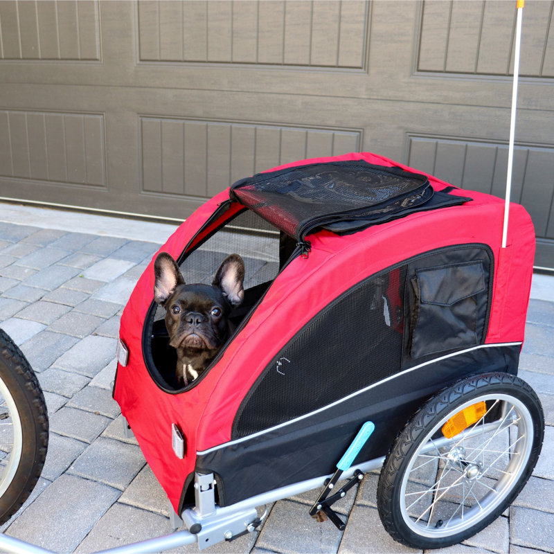Large Red and Black Foldable Dog Bike Stroller