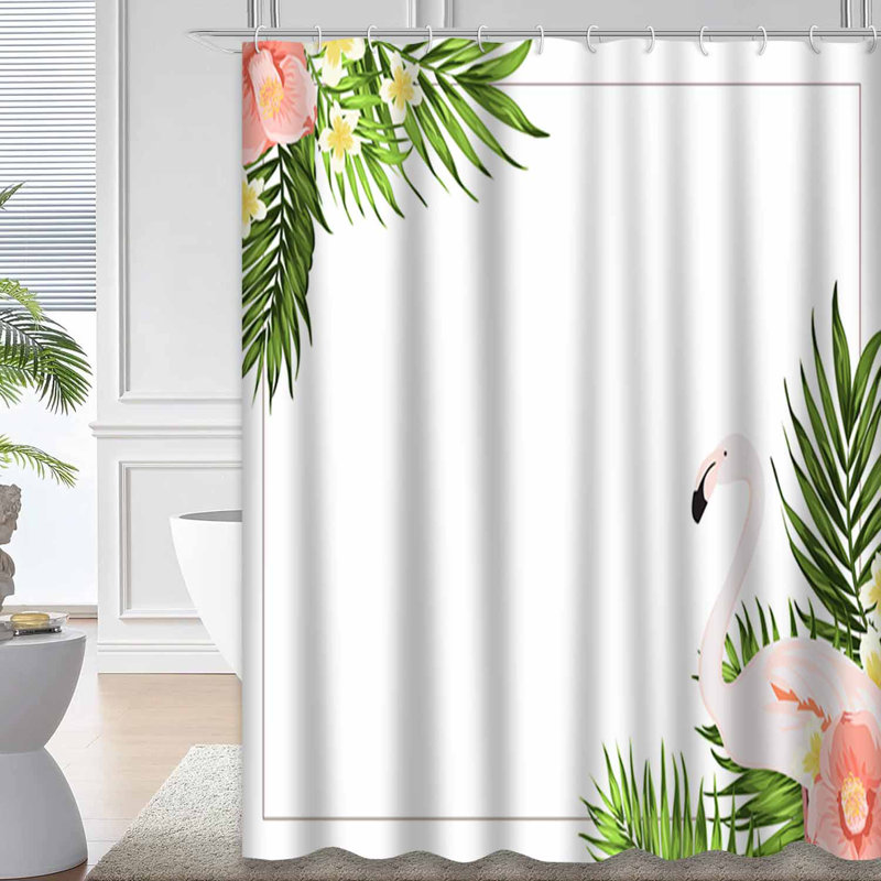 Rideau de douche imperméable à motif floral rose avec 12 crochets, L 72 po x l 72 po