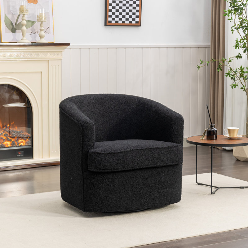Fauteuil demi-tonneau pivotant de 29 po Jenai, Polyester noir